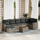 vidaXL 8-delige Loungeset met kussens poly rattan zwart