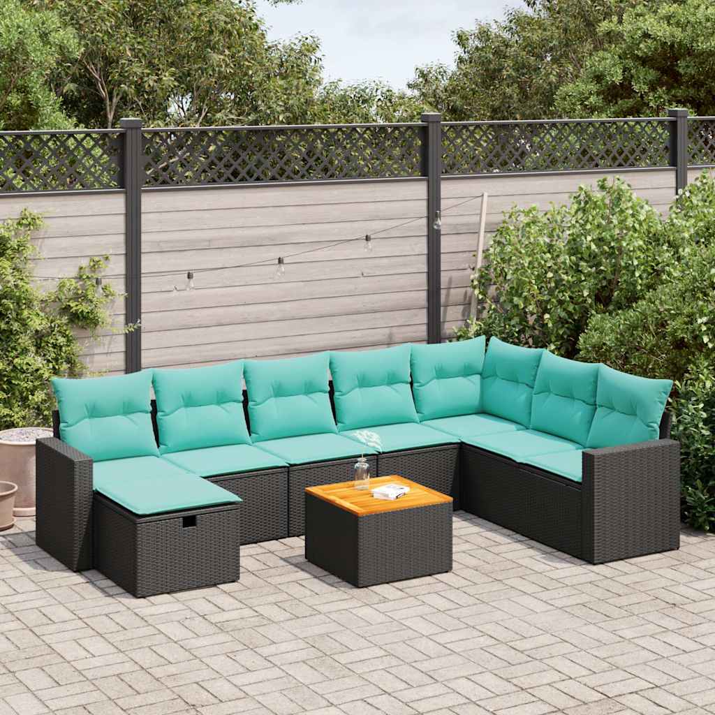 vidaXL 9-piece Lounge Set with Cushions Poly Rattan Grey
