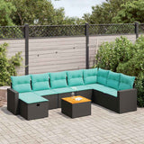 vidaXL 9-piece Lounge Set with Cushions Poly Rattan Grey