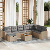 vidaXL 9-piece Poly Rattan Lounge Set with Cushions Black
