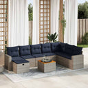 vidaXL 9-piece Lounge Set with Cushions Poly Rattan Grey