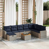 vidaXL 9-piece Lounge Set with Cushions Poly Rattan Grey