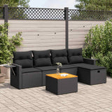 vidaXL 6-Piece Lounge Set with Cushions Poly Rattan Black