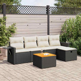 vidaXL 6-Piece Lounge Set with Cushions Poly Rattan Black