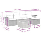 vidaXL 6-delige Loungeset met kussens poly rattan zwart