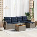 vidaXL 6-delige Loungeset met kussens poly rattan zwart