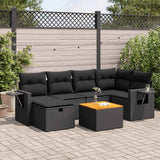 vidaXL 7-delige Loungeset met kussens poly rattan zwart