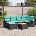 vidaXL 7-Piece Lounge Set with Cushions Poly Rattan Black