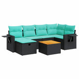 vidaXL 7-Piece Lounge Set with Cushions Poly Rattan Black