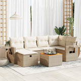 vidaXL 7-delige Loungeset met kussens poly rattan zwart