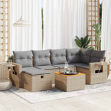 vidaXL 7-delige Loungeset met kussens poly rattan zwart
