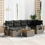 vidaXL 7-delige Loungeset met kussens poly rattan zwart