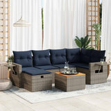 vidaXL 7-Piece Lounge Set with Cushions Poly Rattan Black