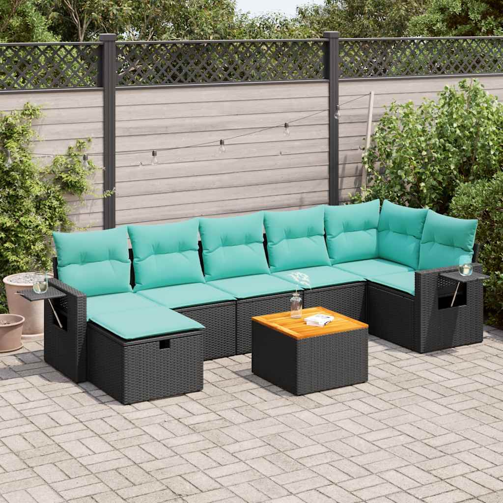 vidaXL 8-delige Loungeset met kussens poly rattan grijs