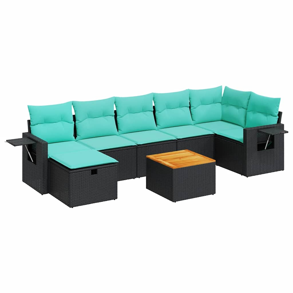 vidaXL 8-delige Loungeset met kussens poly rattan grijs