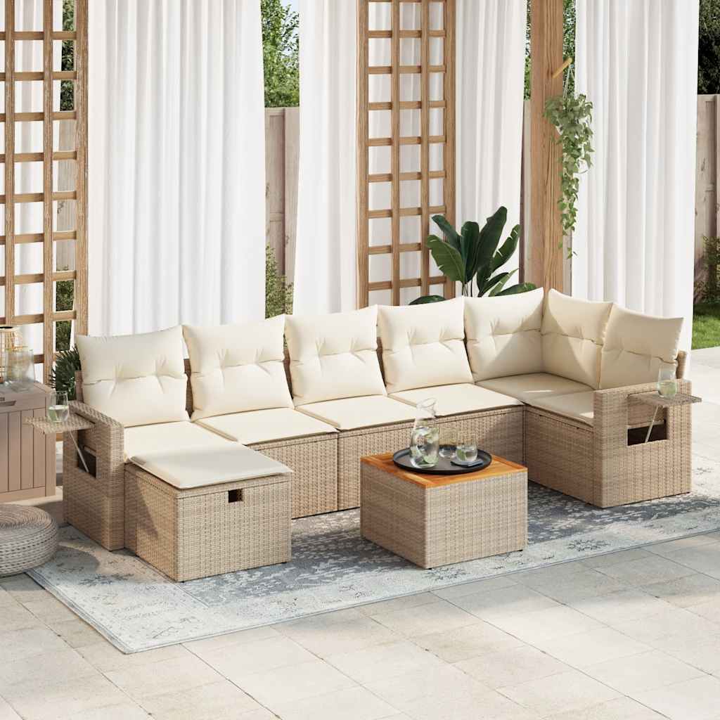 vidaXL 8-delige Loungeset met kussens poly rattan zwart