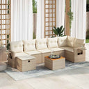 vidaXL 8-delige Loungeset met kussens poly rattan zwart