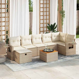 vidaXL 8-delige Loungeset met kussens poly rattan zwart
