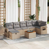 vidaXL 8-delige Loungeset met kussens poly rattan zwart