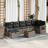 vidaXL 8-delige Loungeset met kussens poly rattan zwart