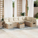 vidaXL 9-delige Loungeset met kussens poly rattan zwart
