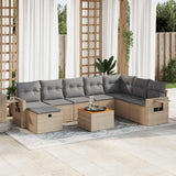 vidaXL 9-delige Loungeset met kussens poly rattan zwart