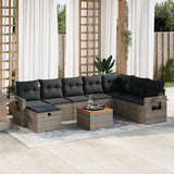 vidaXL 9-delige Loungeset met kussens poly rattan zwart