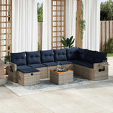 vidaXL 9-piece Lounge Set with Cushions Poly Rattan Grey