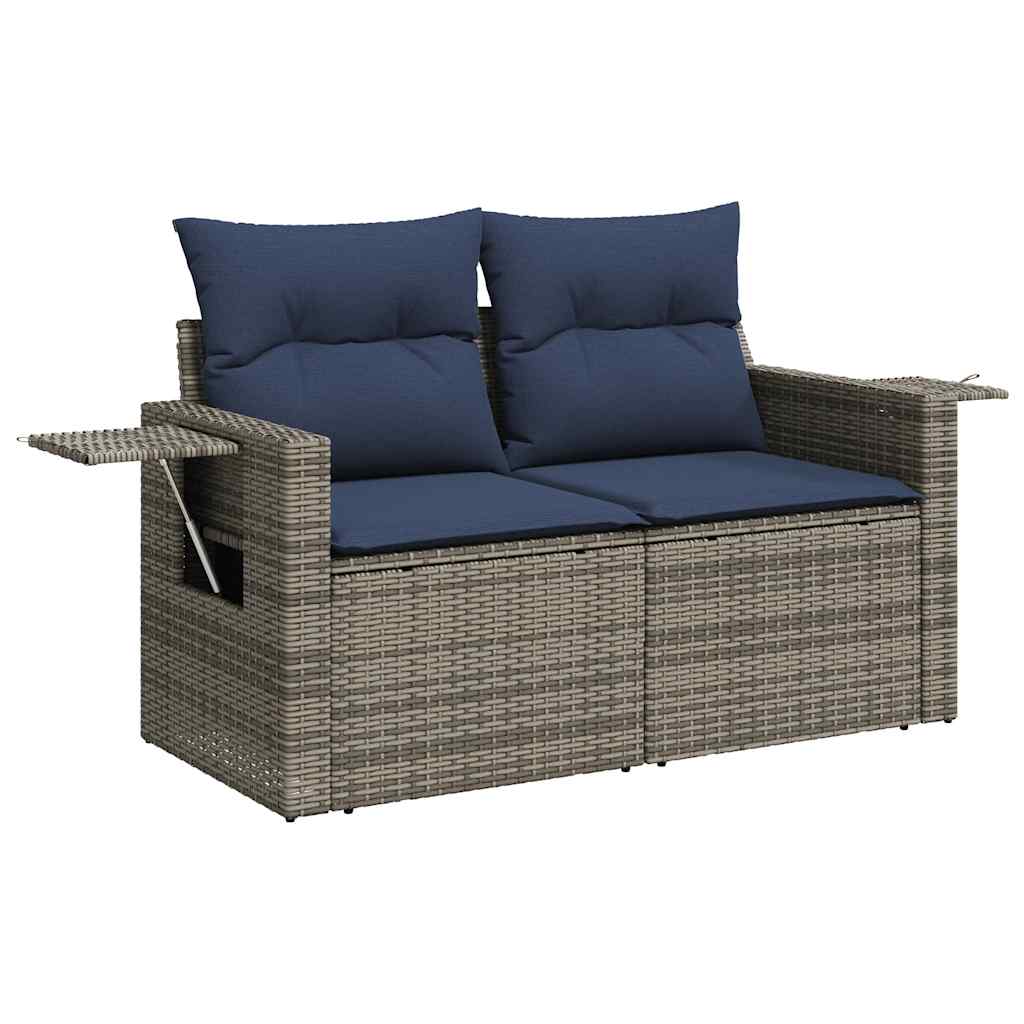 vidaXL 9-piece Lounge Set with Cushions Poly Rattan Grey