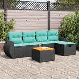 vidaXL 6-Piece Lounge Set with Cushions Poly Rattan Black