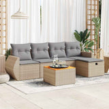vidaXL 6-delige Loungeset met kussens poly rattan zwart