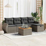 vidaXL 6-delige Loungeset met kussens poly rattan zwart
