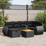 vidaXL 7-Piece Lounge Set with Cushions Poly Rattan Black