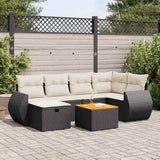 vidaXL 7-Piece Lounge Set with Cushions Poly Rattan Black