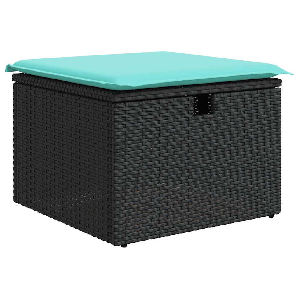 vidaXL 7-delige Loungeset met kussens poly rattan zwart