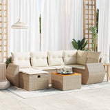 vidaXL 7-Piece Lounge Set with Cushions Poly Rattan Black