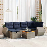 vidaXL 7-delige Loungeset met kussens poly rattan zwart