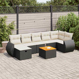 vidaXL 8-delige Loungeset met kussens poly rattan zwart