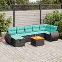 vidaXL 8-delige Loungeset met kussens poly rattan grijs