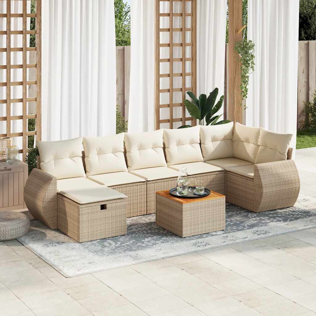 vidaXL 8-delige Loungeset met kussens poly rattan zwart