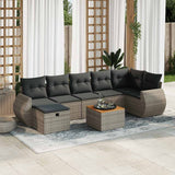 vidaXL 8-delige Loungeset met kussens poly rattan zwart