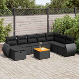 vidaXL 9-piece Poly Rattan Lounge Set with Cushions Black
