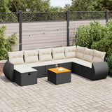 vidaXL 9-piece Poly Rattan Lounge Set with Cushions Black