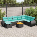 vidaXL 9-delige tuinbankset met kussens, grijs polyrotan