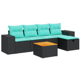 vidaXL 6-Piece Lounge Set with Cushions Poly Rattan Black