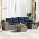 vidaXL 6-Piece Lounge Set with Cushions Poly Rattan Black