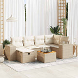 vidaXL 7-delige Loungeset met kussens poly rattan zwart