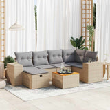 vidaXL 7-delige Loungeset met kussens poly rattan zwart