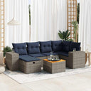 vidaXL 7-delige Loungeset met kussens poly rattan zwart