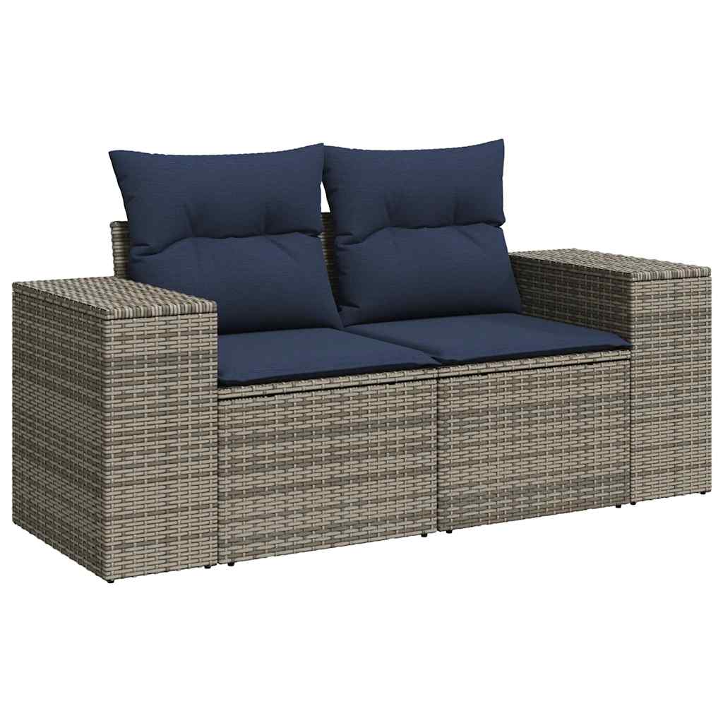 vidaXL 7-delige Loungeset met kussens poly rattan zwart